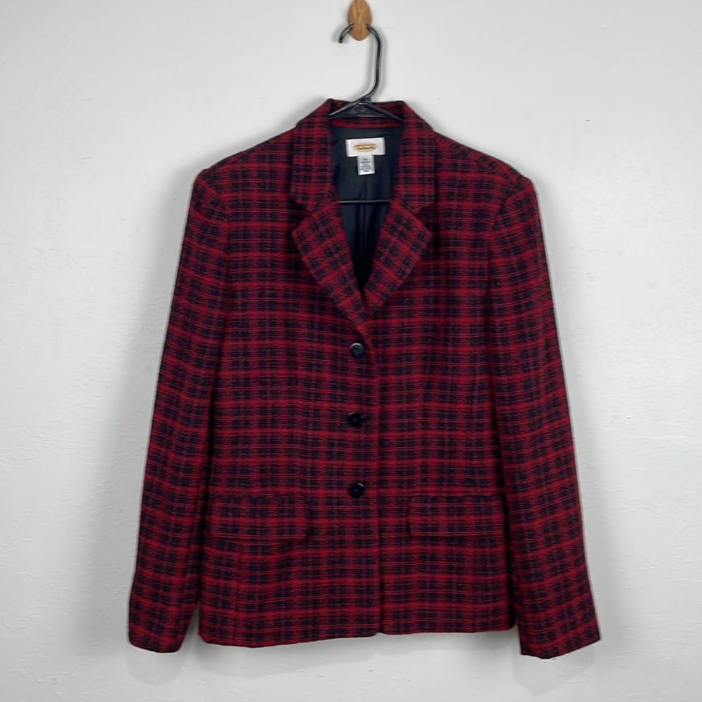 Talbots Red Plaid Pendleton Blazer SZ 10